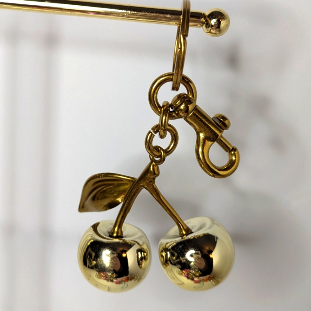 Gold Chrome Cherry Bag Charm